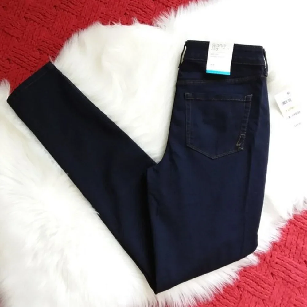 Style & Co Skinny Leg Mid Rise Tummy Control Blue 4 Long - Picture 6 of 9